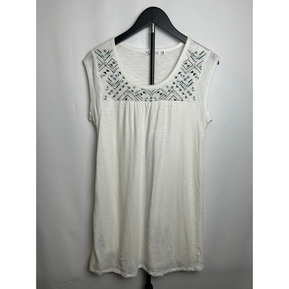 Carve Designs Women Embroidered Geometric Dress XS Boho Coastal Slub Knit Beach